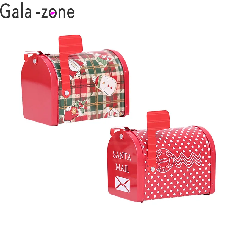 

Gala-zone 1Pc Santa Claus Snowman Candy Box Christmas Candy Gift jar For Kids Tinplate Mail Storage Box For Xmas Home Decoration