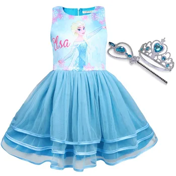 

Kids Princess Party dress Elsa Party Girls Dress Elegant Costume Wedding Dresses For Girl Vestidos elza infantil christmas dress