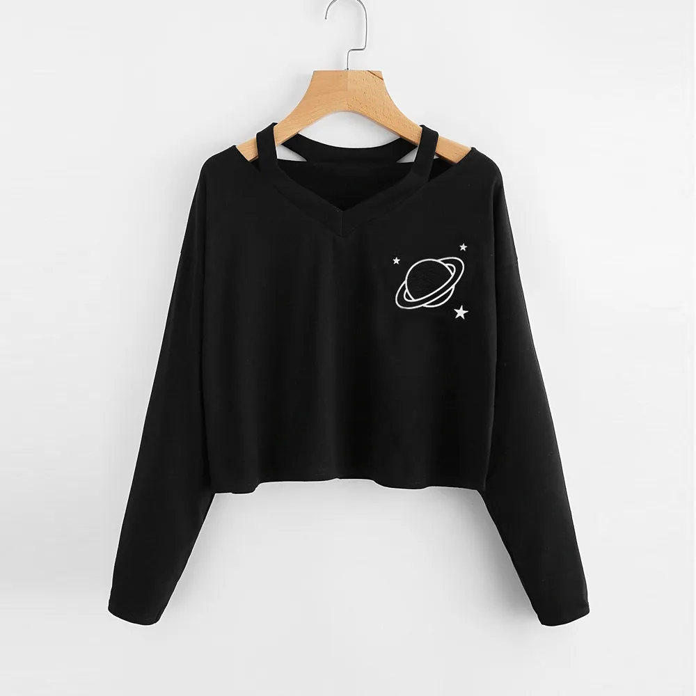 Women Autumn Winter Casual Sweatshirt Planet Print Casual