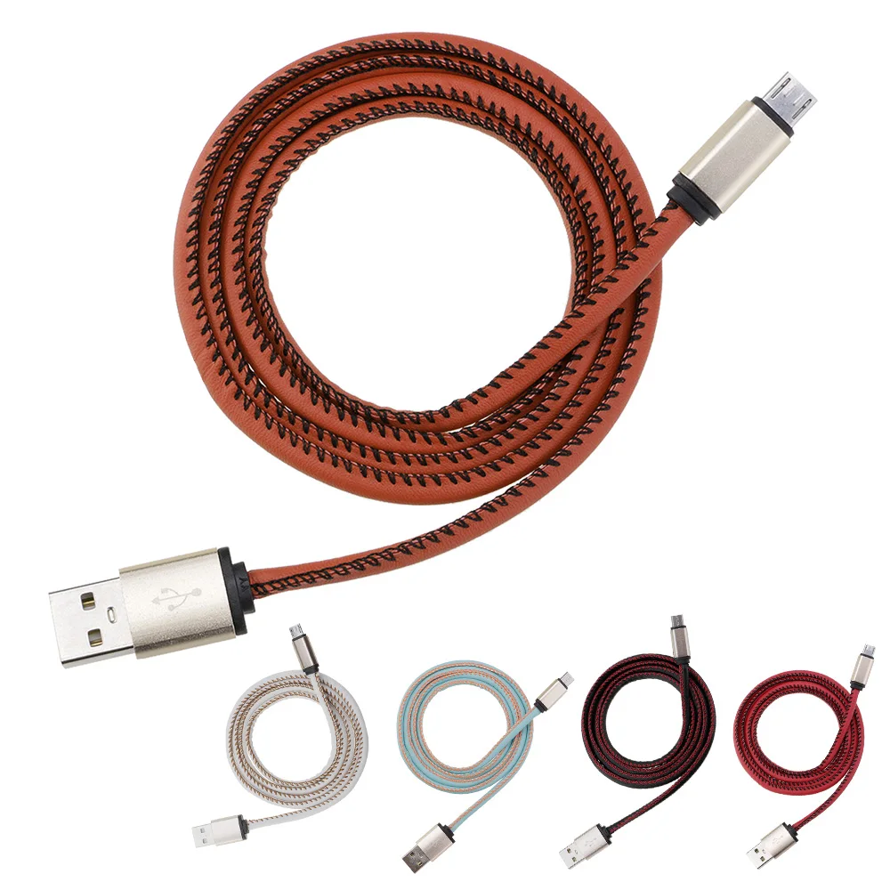 1 м кожаный чехол с металлической головкой Micro USB синхронизации данных зарядный кабель для samsung для других телефонов Android