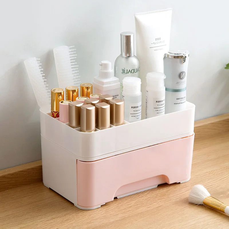 

YiCleaner Cosmetics Box Plastic Makeup Holder Drawer Make-up Organizer Bathroom Box Jewelry Nail Polish Storage Case Organizing