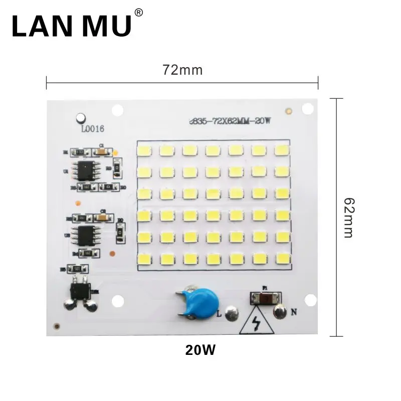 LAN MU 10 шт. светодиодный ламповый чип 220 В SMD лампочка 2835 5730 Smart IC светодиодный светильник на входе 10 Вт 20 Вт 30 Вт 50 Вт 90 Вт для наружного прожектора светильник