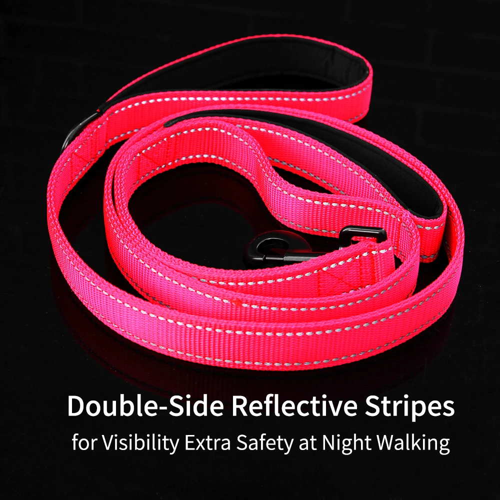 Online Correas reflectantes para perros correas dobles para mascotas con rayas reflectantes cuerdas de seguridad duraderas para mascotas para Larbrador