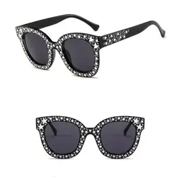 Солнцезащитные очки Для женщин Кристалл площади черный серый Квадратные Солнцезащитные очки Для женщин модные градиентные линзы