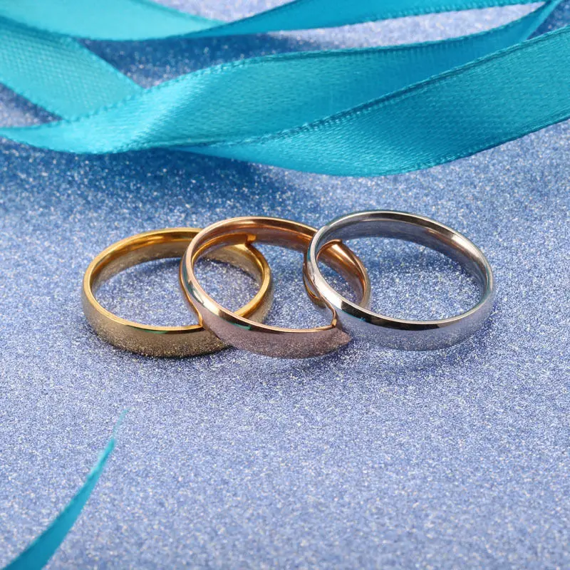 Latest Fashion Fortunately Rose Gold Women Men Polished Stainless Steel Ring Convention Jewelry Wedding Band Ring Valentine Gift