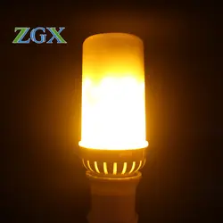 Zgx E27 SMD LED эффект пламени огня Лампочки мерцающего эмуляции пламя лампы 7 Вт AC85-265V Рождество праздник украшение сада