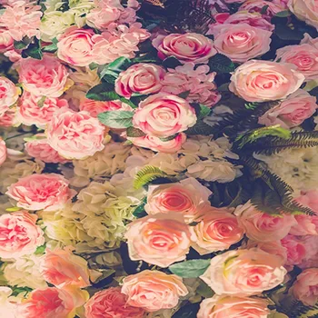 

Pink Rose field of Flower Leaves photo backdrop Vinyl cloth High quality Computer printed wall Backgrounds