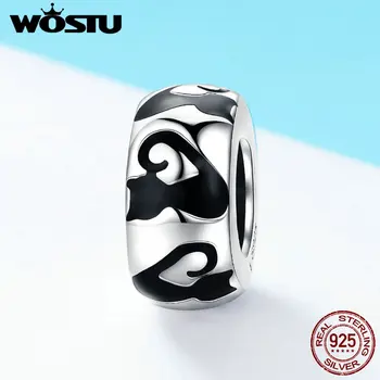 

WOSTU Real 925 Sterling Silver Cute Cat Hot Sell Spacer Bead Fit Original Charm Bracelet Pendant S925 Silver Jewelry Gift FIC825