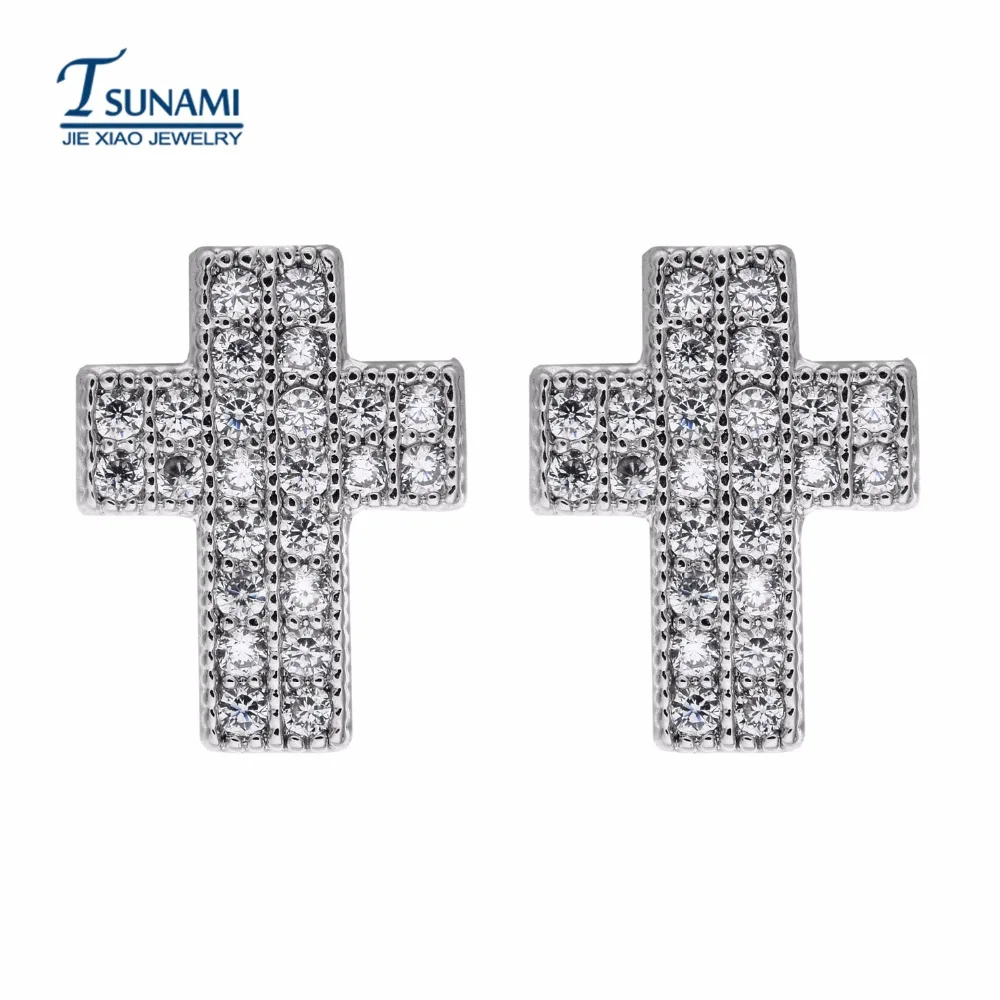 

Effie new fashion cross miniature inlaid zircon ear nail Fashion jewelry zircon earrings for women/girls ER-074
