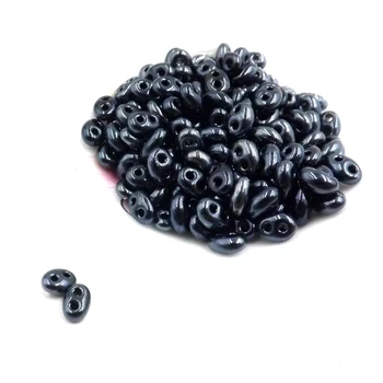 Hot new 5x2.5mm Luster Czech Glass Seed Beads Two Hole Bead  240pcs Black bile 1