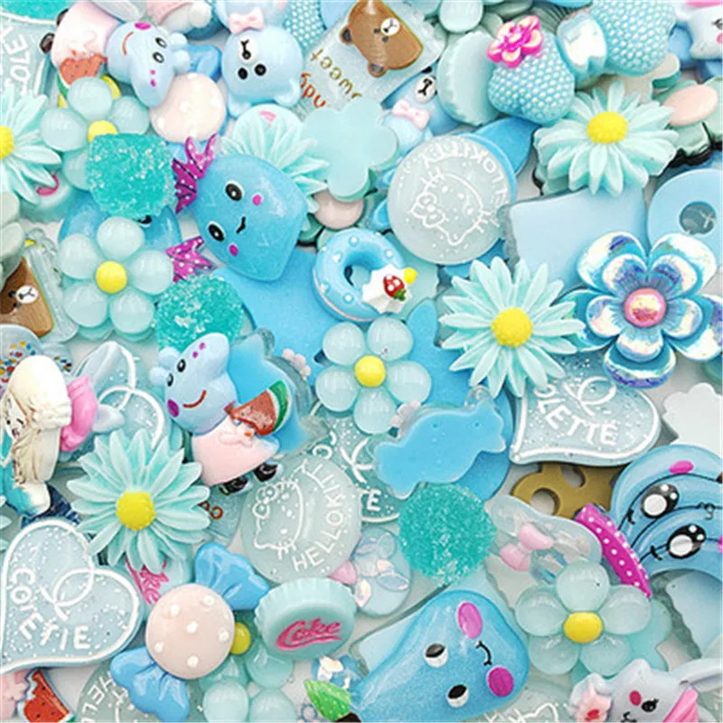 

10Pcs/lot Mixed Kawaii Kartoon Flower Candy Resin Flatback Cabochon DIY Embellishments For Scrapbooking Accessories