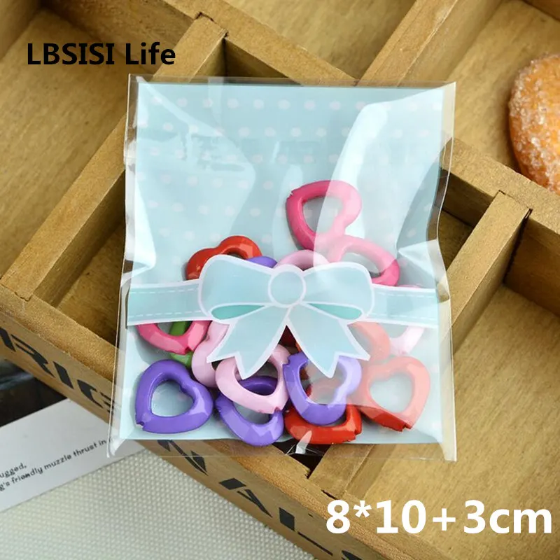 

LBSISI Life 1000 PCS 8*13cm Pink Blue Bowknot Panda Packaging Self Adhesive Bags Plastic OPP Jewelry Gift Bag Cookie Poly Bag