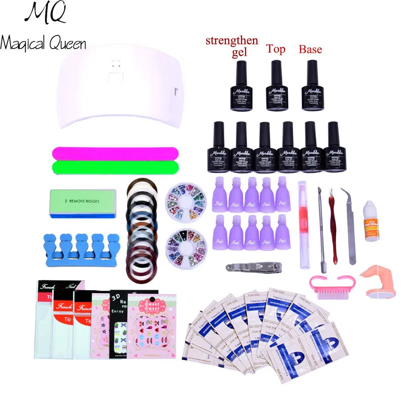

nail set 24w or 36w/48w uv lamp Dryer with gel nail polish soak off manicure products lasting nail polish kit for nail art tools
