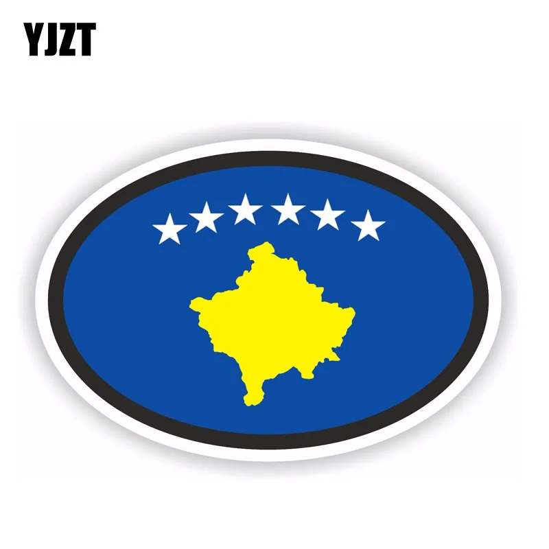 

YJZT 14.5CM*9.7CM Funny Kosovo Flag Oval Helmet Creative Car Sticker Accessories 6-1962