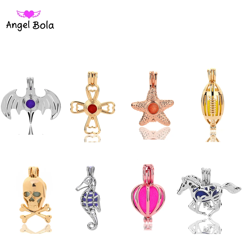 

1pc Mixed Pearl Cage Locket Pendant Vintage Aromatherapy Mermaid Essential Oil Diffuser Necklace Locket for DIY Jewelry No Chain