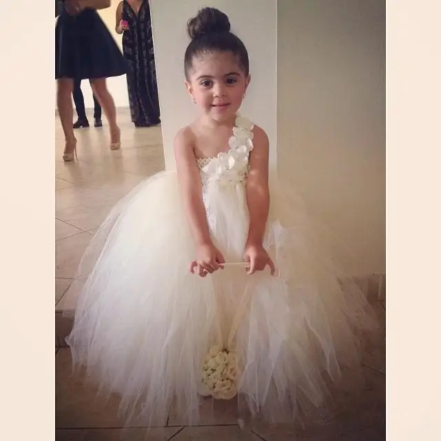 Top Ing New Tulle Backless Flower Dresses For One Top Ing New Tulle Backless Flower Dresses For One Shoulder Sleeveless Little S