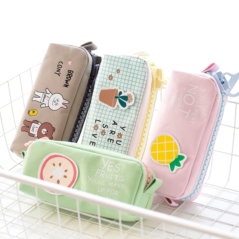 

Pencil Bag Portable Zipper Cute Stationery Case Large Capacity Multi-function Storage Organizer Estojo Escolar Papelaria