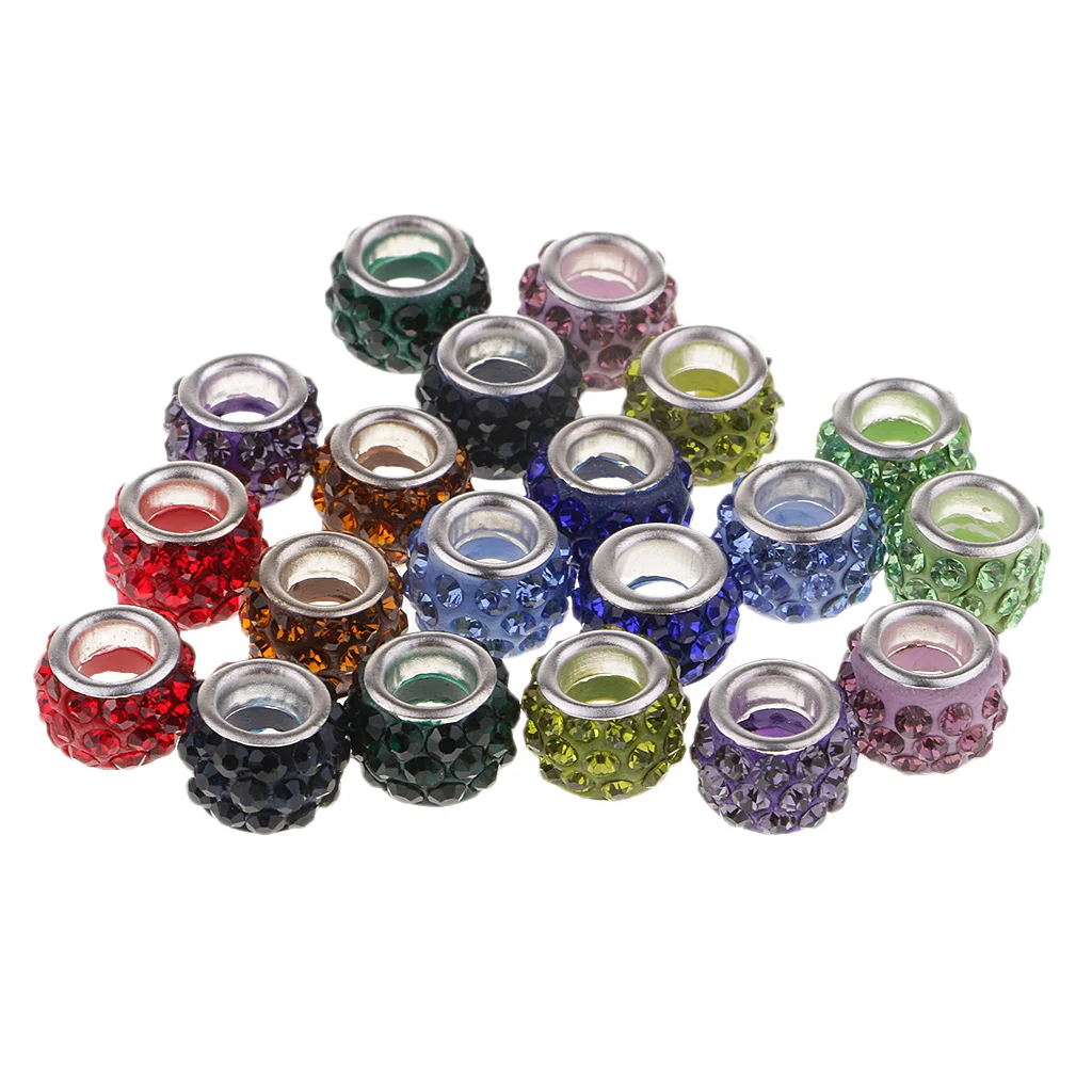 20pcs 10mm Made of Clay, Crystal Large Holes Beads For DIY Jewelry Making, Sewing Accessories
