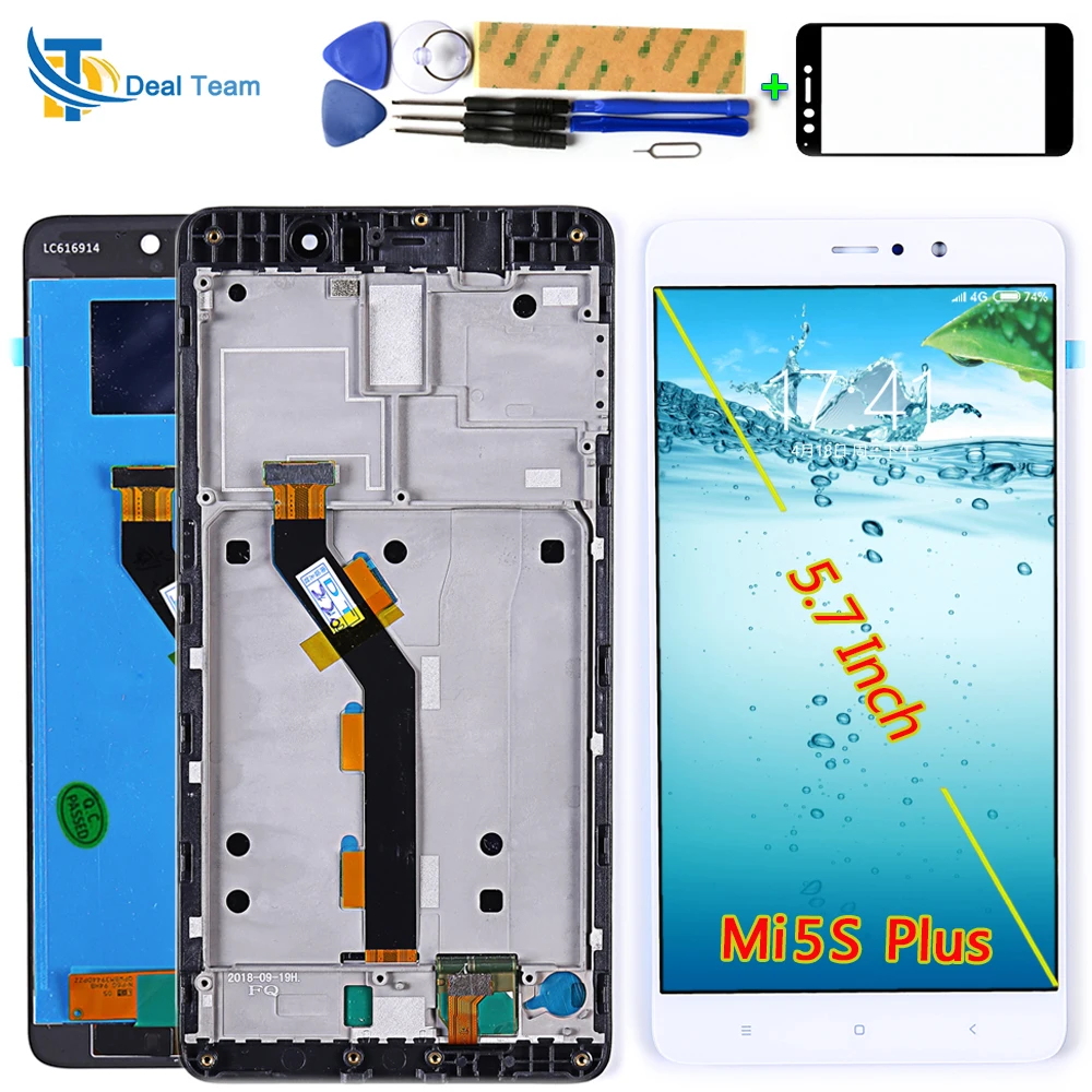 

100% Tested LCD display For Xiaomi Mi5s Plus 5.7 inch 1920*1080 Touch Screen Digitizer Assembly Frame with Free tools Black