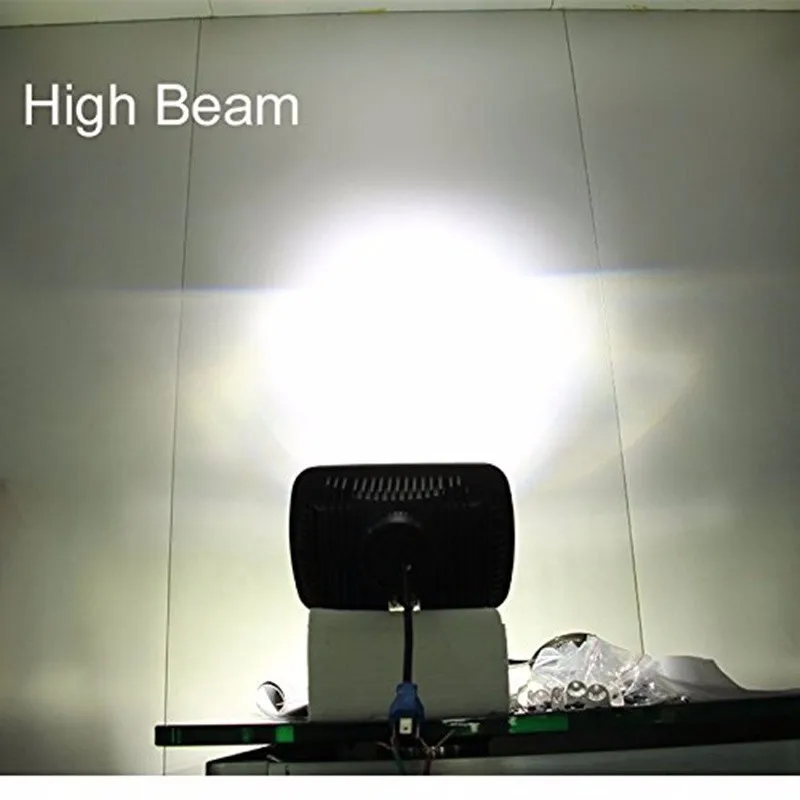 Square LED Headlights Projector with High Low Beam DRL Driving Lamp For Truck Jeep Offroad Car - Black (