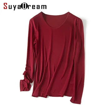 

Women Basic shirt 100%REAL SILK T shirts Solid long sleeved O neck shirt Healthy natural fabric TOP 2018 Spring New