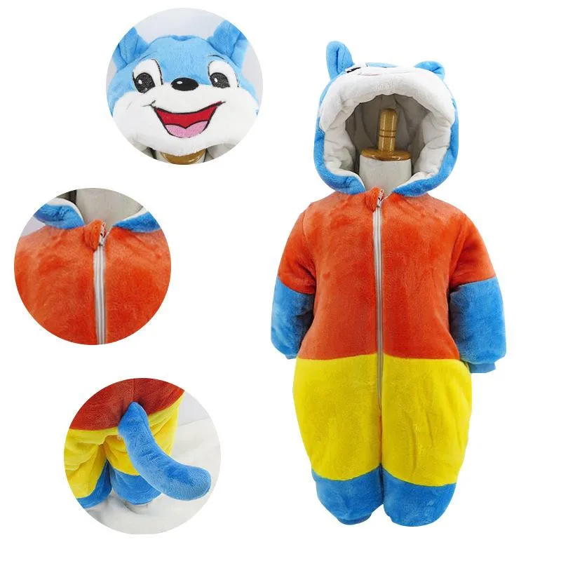 2017 Winter New Thick Flannel Baby Rompers Small Bee Baby Boy&Girl Jumpsuit Children Clothes Newbore Hooded Long Sleeve Bodysuit12