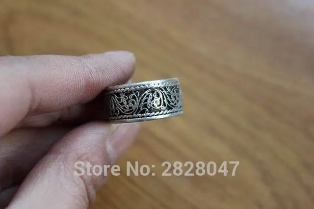 RG300 ручной работы непальская тибетская Серебряная винтажная Цветочная шелковая кольцо Тибетский мужской открытый задний палец регулируемое кольцо