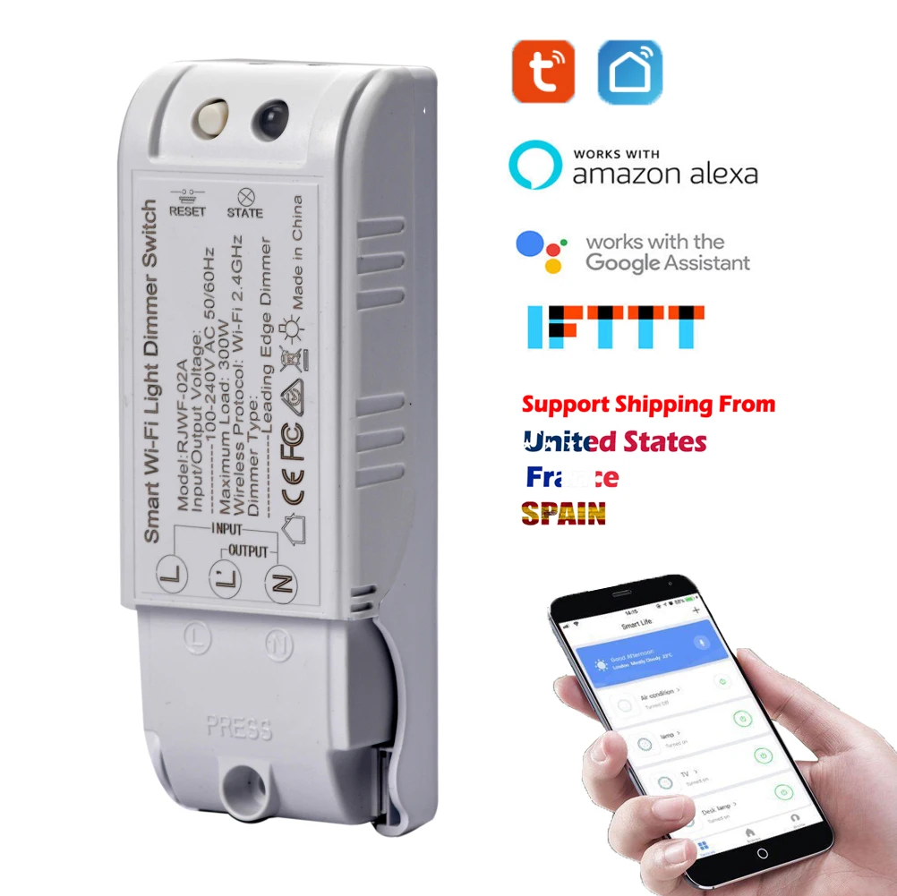 

Smart Wifi Dimmer Light Lamp Switch Module Support Tuya App Wireless Home Automation life Work with Google Home Alexa