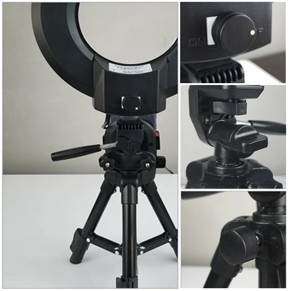  ALUMOTECH 24W 220V-240V LED Light Tripod Stand Bracket for Smartphone Photography Selfie Video Stud