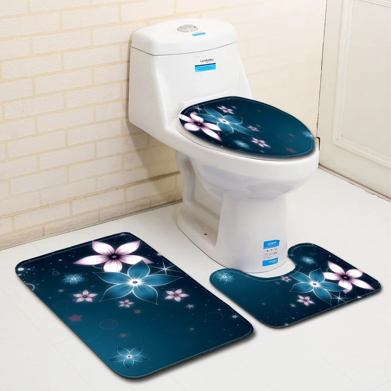 Zeegle 3D Цветочный узор Коврик для ванной 3 шт. коврик для ванной комнаты нескользящий коврик для ванной комнаты впитывающий Чехол коврик для ванной комнаты