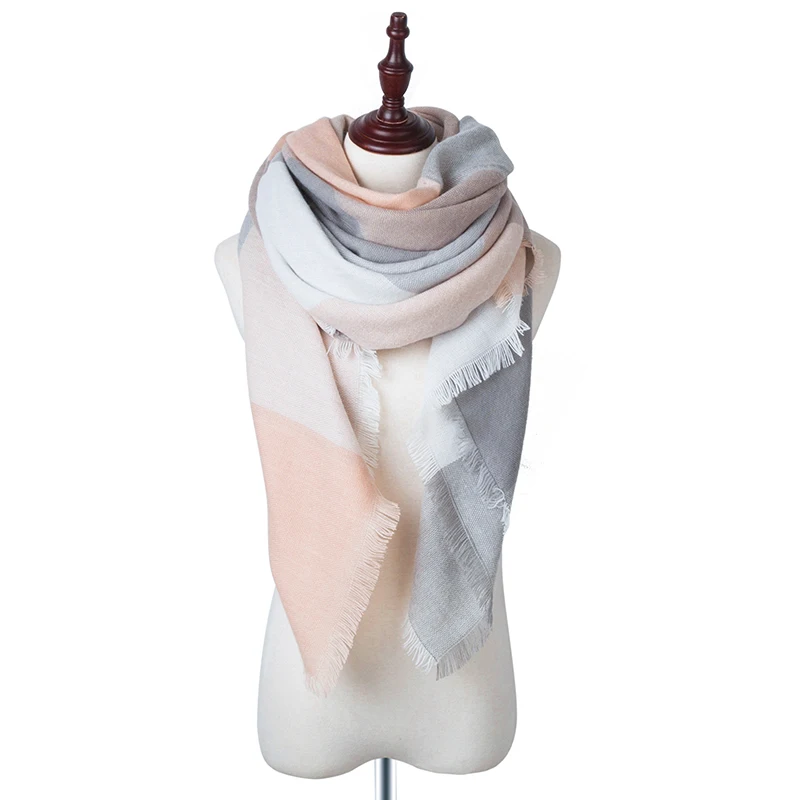 WISH CLUB Модный зимний шарф для девочек, Женский брендовый кашемировый шарф, Женский клетчатый платок, женские шарфы, треугольное одеяло - Цвет: F