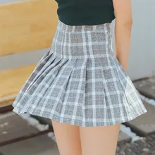 Для женщин Мини-юбки Для женщин летние клетчатые юбки Высокая талия Harajuku модные плиссированные Мини-юбки Женский#678