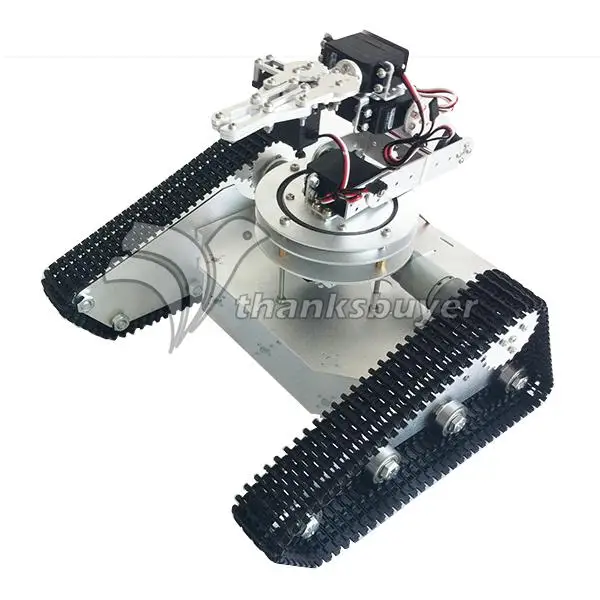 

Robo-Soul TK-6A Car Creeper Truck Crawler RC Robot Base Kit with 6DOF Robot Arm 6pcs LD-1501MG Digital Servo