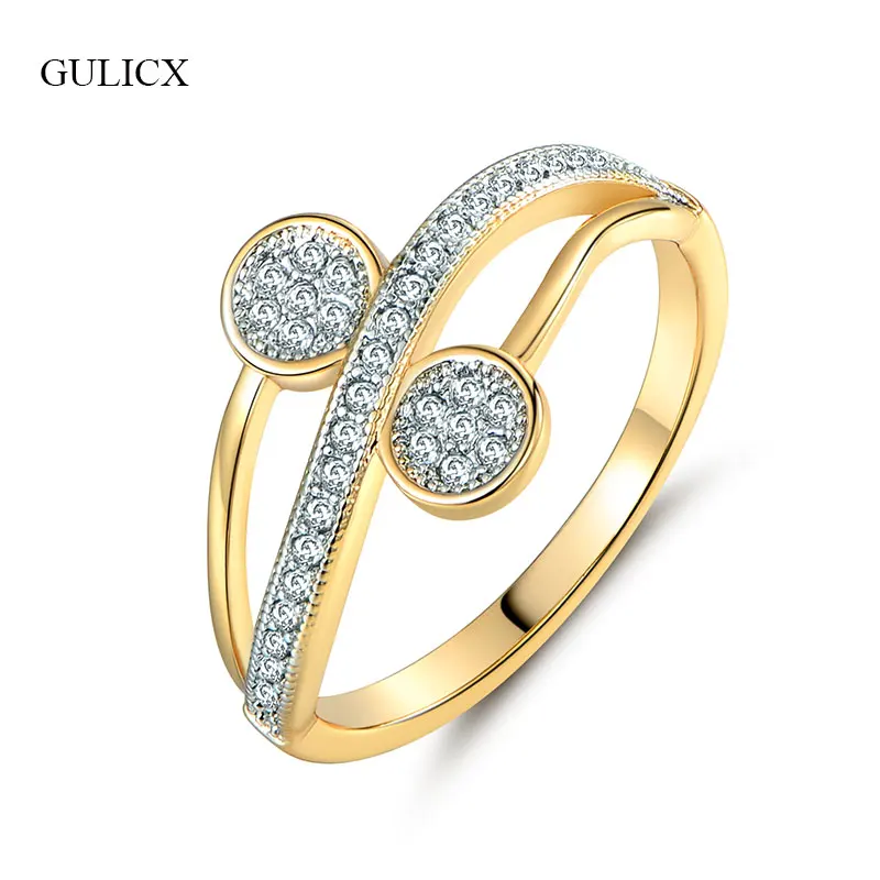 

GULICX Fashion Design Cubic Zirconia Crystal Infinite Rings For Women Gold-Color Ring Wedding Statement Party Jewelry GLR242