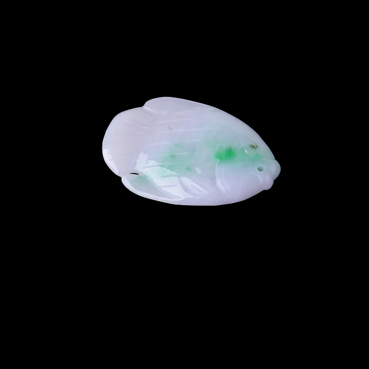 

TJP Natural A cargo jade fish Pendant Necklace ice green fish jade Necklace pendant Size 35*22*5.8mm