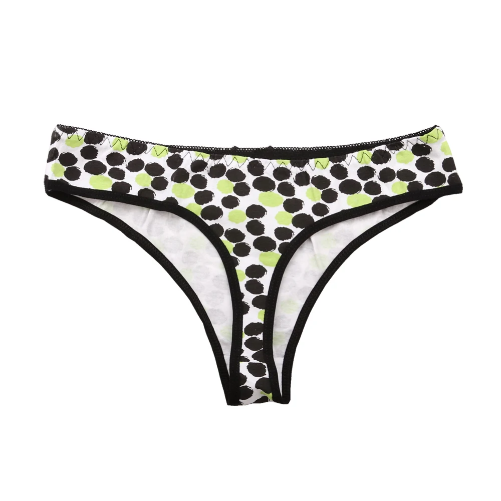 Women Cotton Thong Underwear Micro Panties Black Star Print Nightwear Lingeries