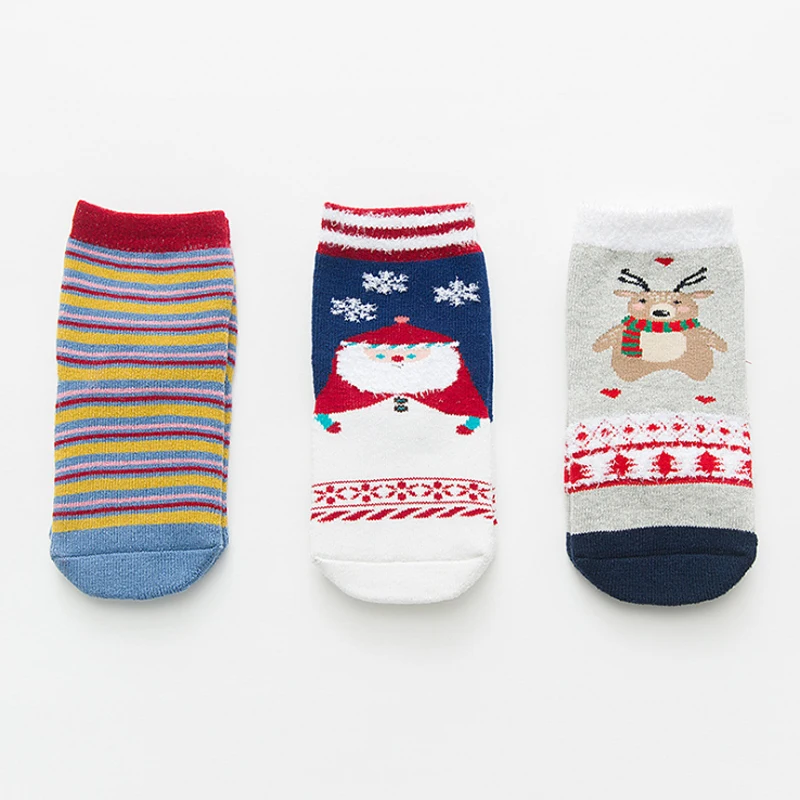 co23 Autumn and winter children warm socks baby Christmas cartoon cotton socks 3 pairs