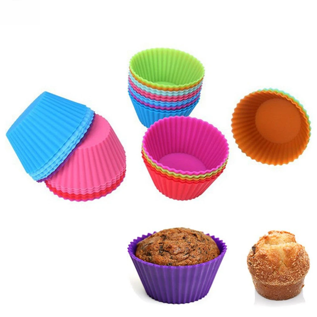 1pcs/12pcs Silicone Cupcake Mold DIY Baking Fondant Muffin Cake