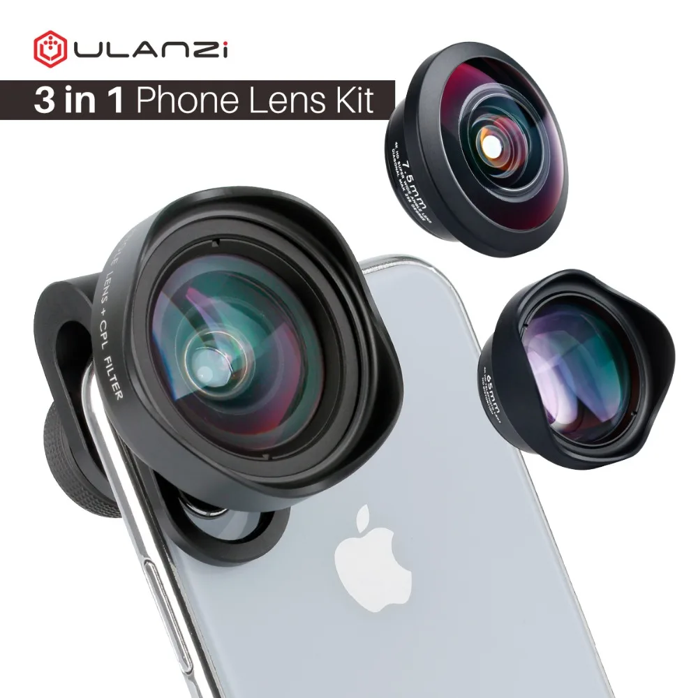 

ULANZI 3 Phone Lens Kit, 2X Telephoto Wide Angle with CPL 238 Fisheye Lens for iphone X HUAWEI P20 PRO xiaomi