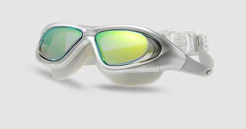 Роскошные мужские и женские унисекс Покрытие Зеркальные взрослых воды анти туман, анти УФ, водонепроницаемые очки для плавания B42004 - Цвет: Серебристый