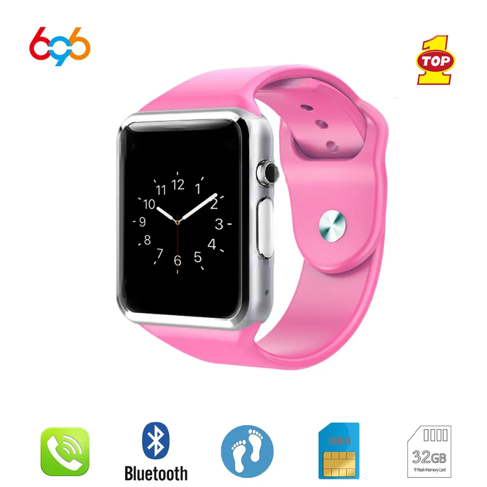 

696 NEW A1 colorful Pedometer Bluetooth SmartBand women Sports Smart Watch Clock with Camera GSM SIM TF Card for Android and IOS