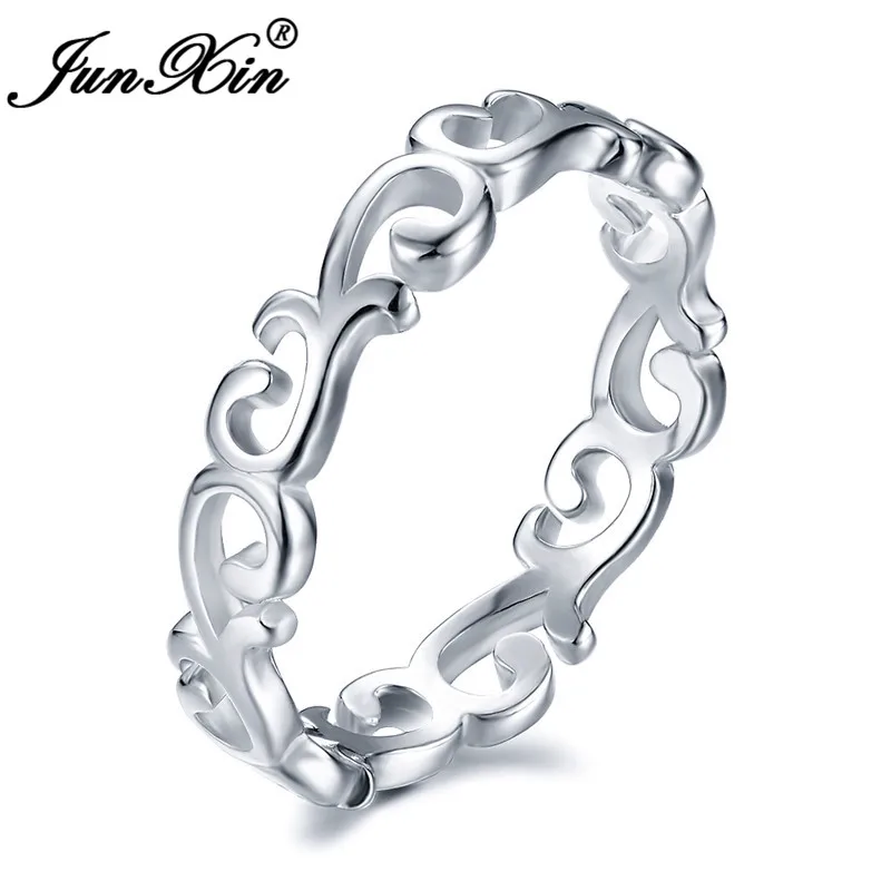 JUNXIN Tree Leaf Charm Wave Rings For Women Real 925 Sterling Silver Ring Female Stackable Engagement Ring Girls Korean Jewelry