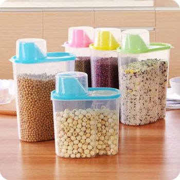 

Transparent Plastic Storage Box Dry Dried Food Storage Clear Cereal Container Box Kitchen Supplies PAK55