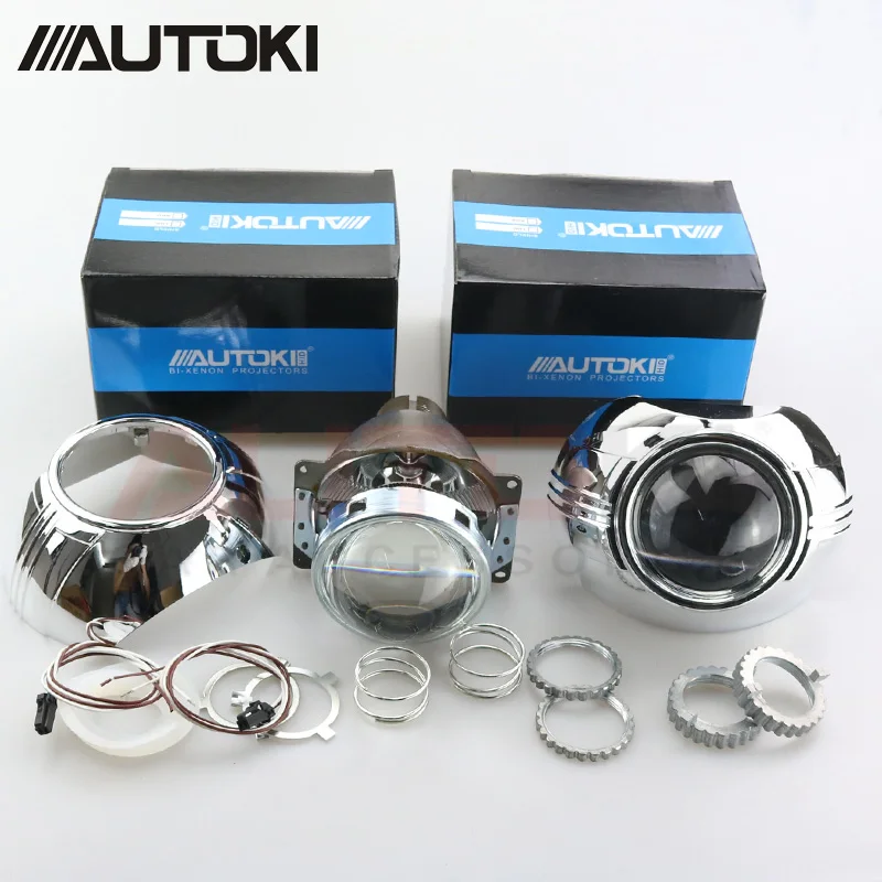 

Autoki Car Styling Automobiles Metal Q5 3.0 inch HID Bi xenon Headlight Projector Lens+S-Max Shrouds Use D2S D2H Bulbs Lamp