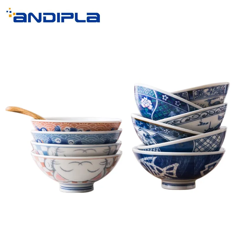 

Japan Import Creative Ramen Bowl Ceramic Porcelain Tableware Student Rice Soup Bowls Kitchen Accessories Dinnerware Container