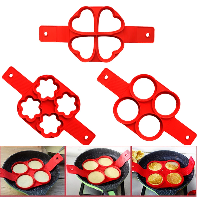 

Silicone Baking Pancake Mold Maker Fried Egg Ring Mold Shaper Heart Round Flipping Pancake 2017 New Hot Product Non Stick