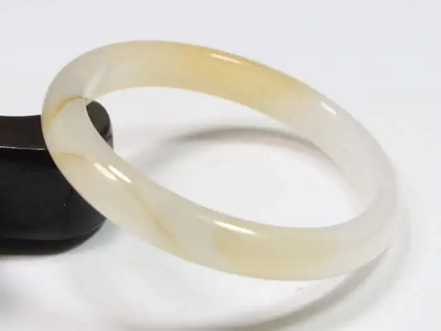 

60MM VERY FINE RARE NATURAL WHITE YELLOW JADEITE BRACELET BANGLE #A 105 a 5.19