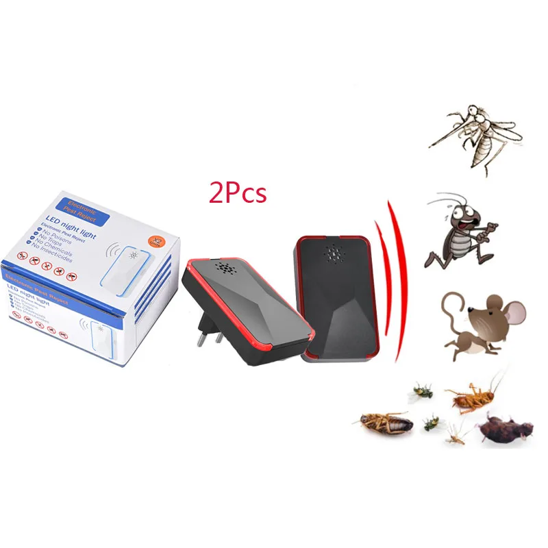 

2Pcs Electronic Ultrasonic Insect Control Anti Mosquito Repeller Repellent For Mouse Cockroach Rat Pest Rejection Pest Reject