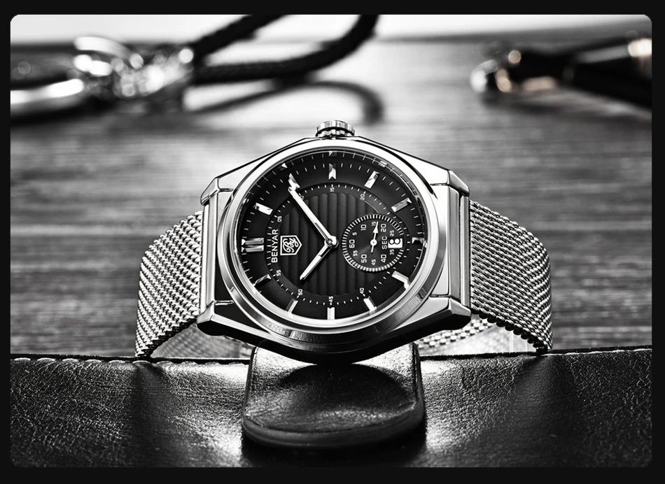 BENYAR Модные кварцевые мужские часы топ бренды Роскошные из нержавеющей стали военные водонепроницаемые часы кожаный подарок часы Relogio Masculino