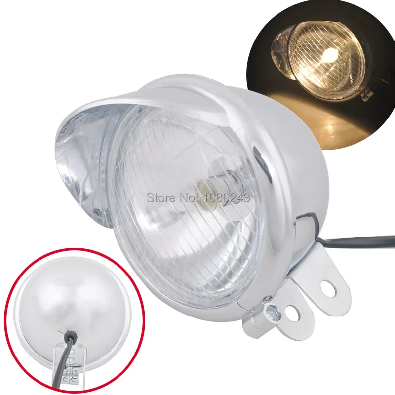 

4.76" Chrome Motorcycle Headlight Amber Light Universal Fits For Honda Yamaha Suzuki Kawasaki 12V Custom High Quality New